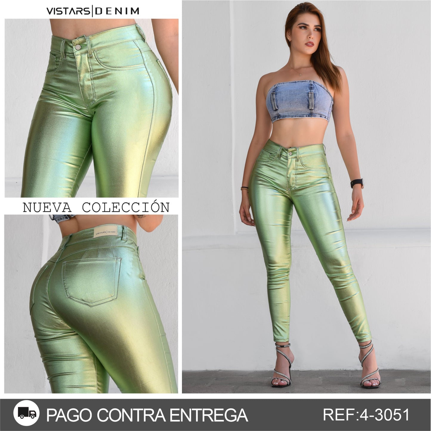 JEANS MUJER CUERINA VERDE REF 4-3108 🔥OFERTA🔥