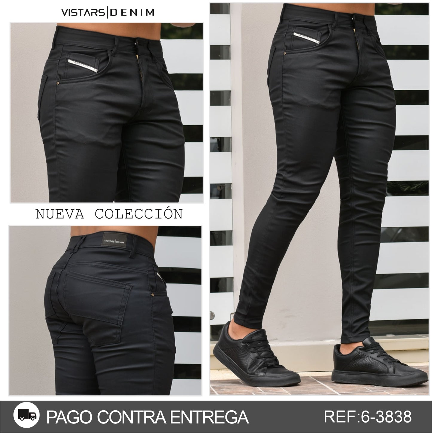 JEANS HOMBRE CUERINA NEGRO REF. 6-5900