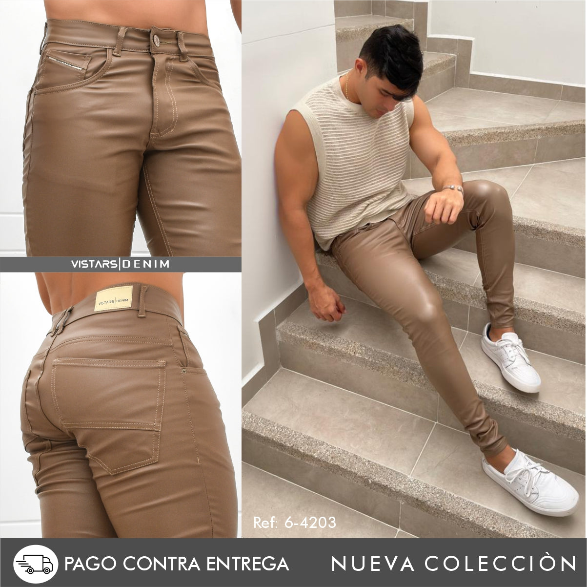 JEANS HOMBRE CUERINA KAKI REF. 6-4203🔥 ¡ DESCUENTO!