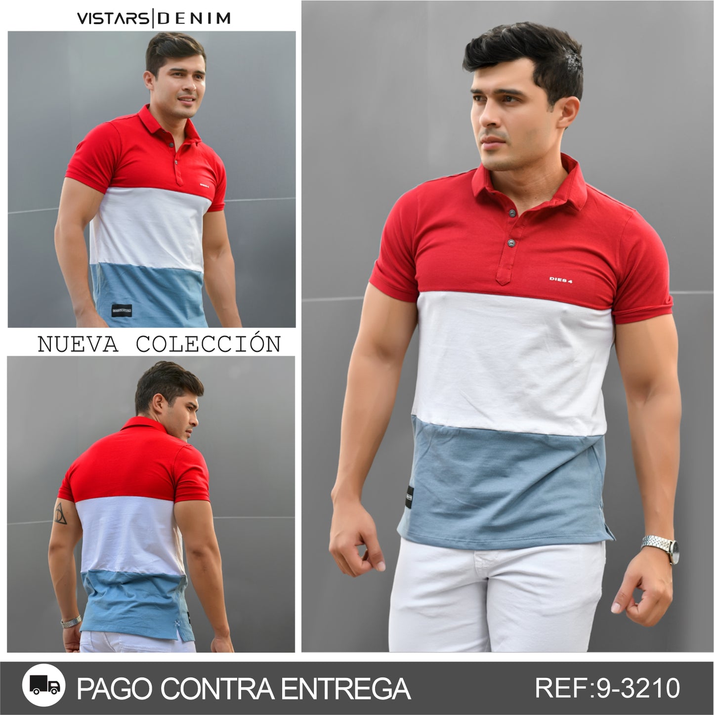 POLO HOMBRE TRICOLOR REF. 9-3210
