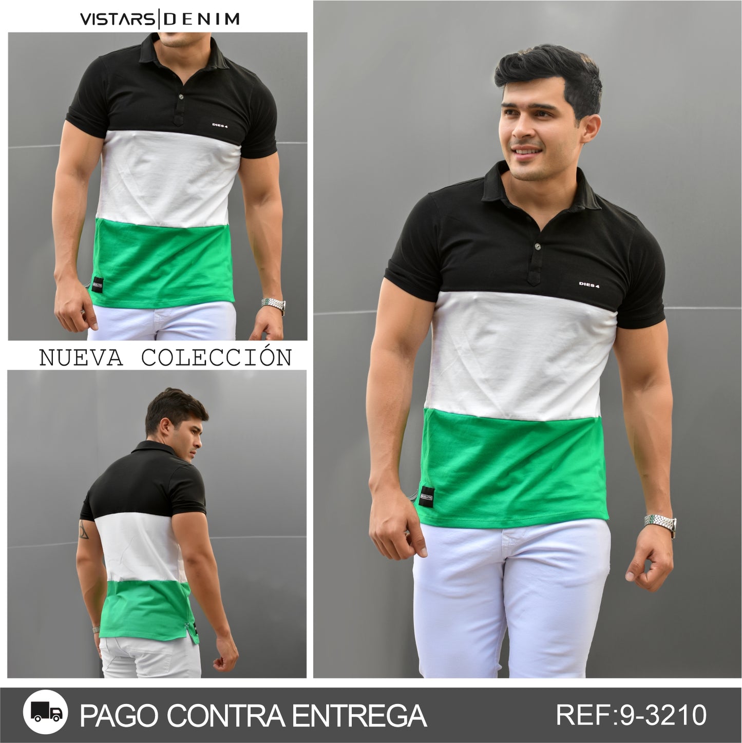 POLO HOMBRE TRICOLOR REF. 9-3210R