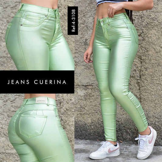 JEANS MUJER CUERINA VERDE  REF 4-3108 🔥OFERTA🔥